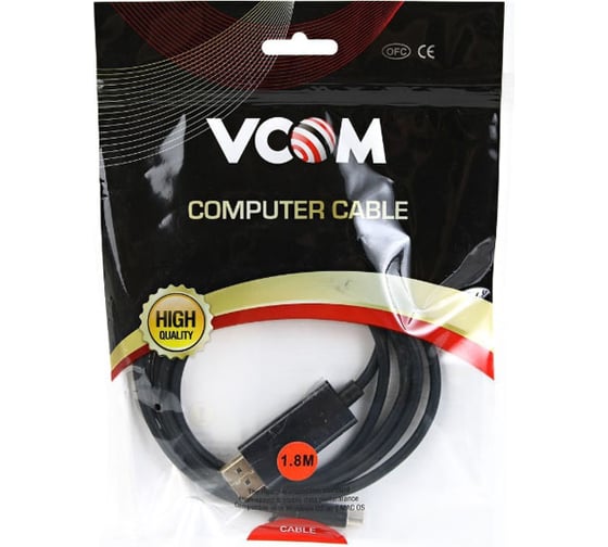 Кабель-адаптер VCOM USB 3.1 Type-C /m - DisplayPort/m 3840x216060Hz, 1,8m CU422C-1.8M