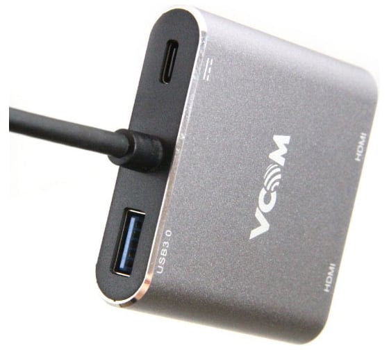Кабель-адаптер VCOM USB 3.1 Type-C/M - 2*HDMI+USB3.0+PD charging CU450