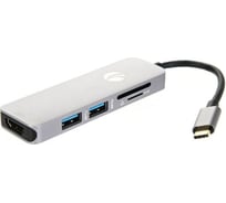 Кабель-адаптер VCOM USB3.1 Type-C /M - HDMI+2*USB 3.0+TF+SD docking space, Aluminum Shell CU430M