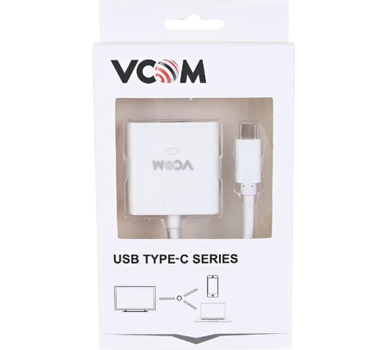 Кабель-адаптер VCOM USB 3.1 Type-C/m - VGA/f, 1920х1080, 60Hz, 10Gbps, 0,15m CU421
