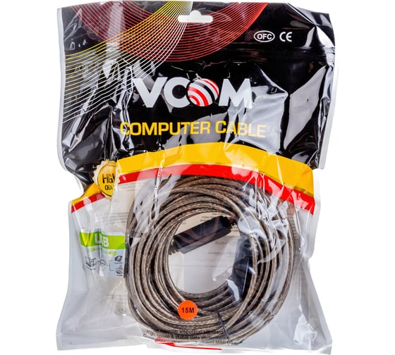 Удлинительный активный кабель-адаптер VCOM USB2.0-repeater Am-Af, 15м VUS7049-15M