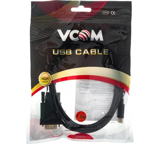 Кабель-адаптер VCOM USB 3.1 Type-C/m - VGA/M, 1080 60Hz, 1.8M CU421C-1.8M