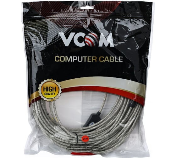 Удлинительный активный кабель-адаптер VCOM USB 2.0-repeater, Am-Af, 25м VUS7049-25M