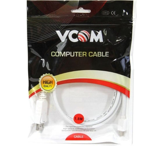 Кабель-переходник VCOM Mini DisplayPort M - Display Port M, 4K*60 Hz, 1,8м CG681-1.8M 1
