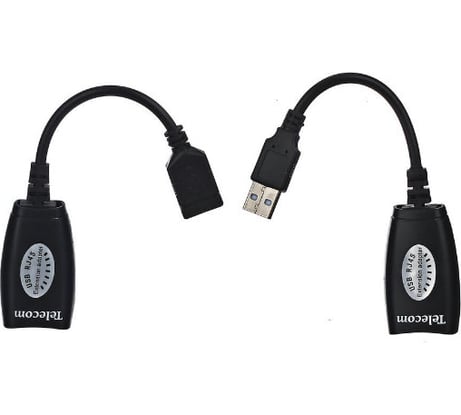 Адаптер-удлинитель Telecom USB-AM/AF - RJ45, по витой паре, до 45m TU824