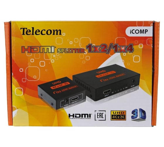 Разветвитель HDMI Telecom 1=4, 4k30, HZ TTS7005