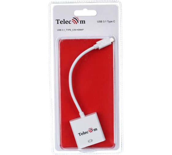 Кабель-адаптер Telecom USB 3.1 Type-C/M - HDMI/F, 3840x216030Hz, 10Gbps, 0,15m TCA423B