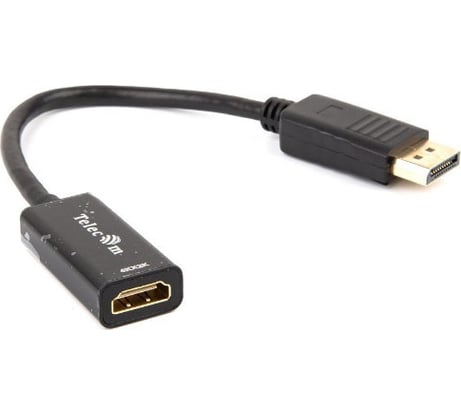 Кабель-переходник Telecom DisplayPort - HDMI-F, 4K30Hz, 0.2m TA801