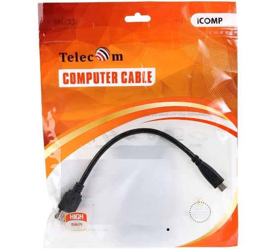 Кабель-адаптер Telecom USB 3.1 Type-Cm - USB 3.0 Af, OTG 1,5A, 5,0Gbps, 0,2m TC409B