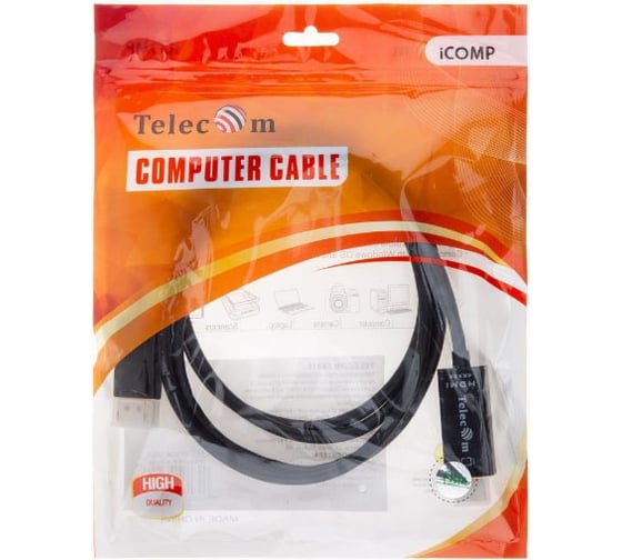 Кабель-переходник Telecom DisplayPort M-HDMI M, 4K30Hz, 1.8m TA811-1.8M