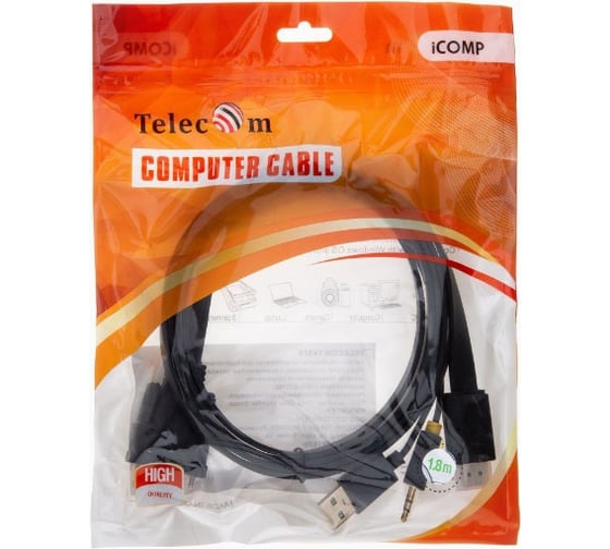 Кабель-переходник Telecom VGA+audio+USB - HDMI_M/M, 1,8м TA575-1.8M