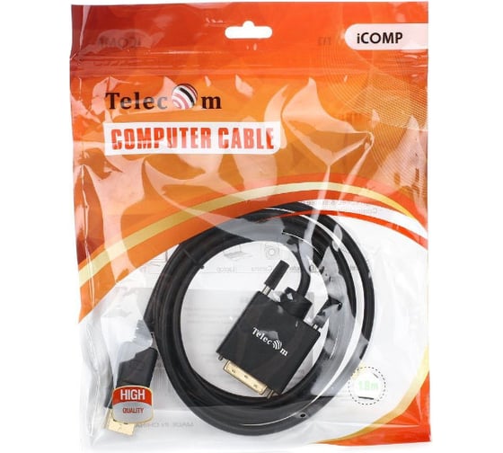 Кабель-переходник Telecom DisplayPort/M - DVI/M, 1,8м TA668-1.8M