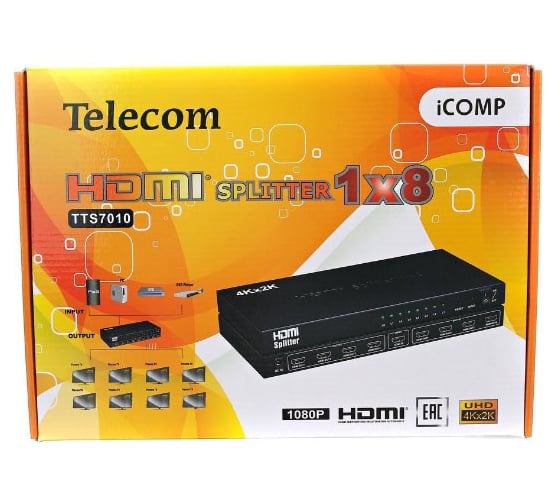 Разветвитель HDMI Telecom 1=8, 4k30 HZ TTS7010