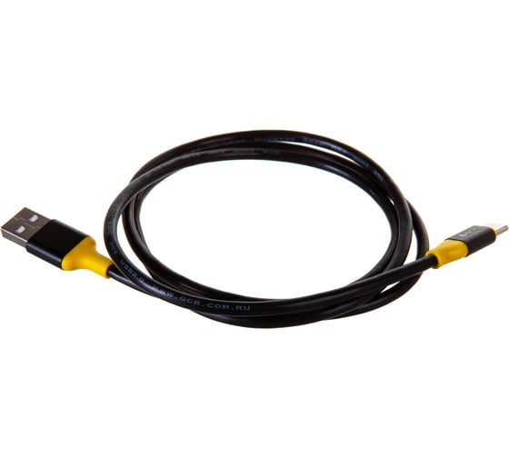Кабель для зарядки телефона GCR TypeC, 1.0m, черный с желтым VIV50I526