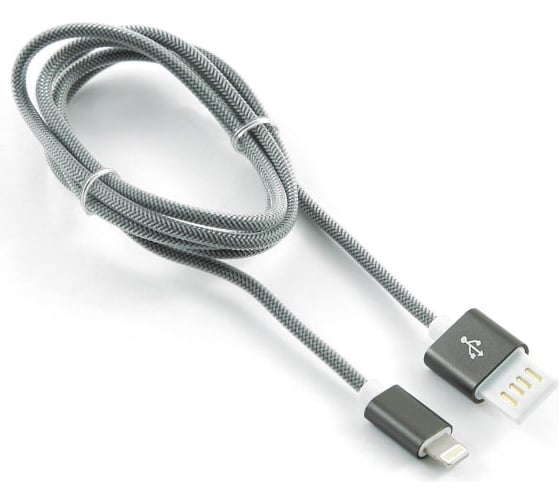 Кабель USB 2.0 Cablexpert USB AM/Lightning, 8P, 1м, мультиразъем, темно-серый металлик CCB-ApUSBgy1m 1