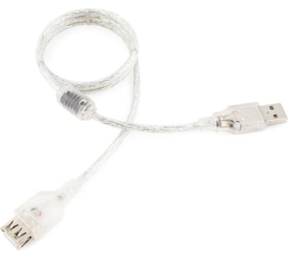 Кабель-удлинитель Cablexpert USB2.0 AM/AF, Pro, 0,75м, экран прозрачный CCF-USB2-AMAF-TR-0.75M