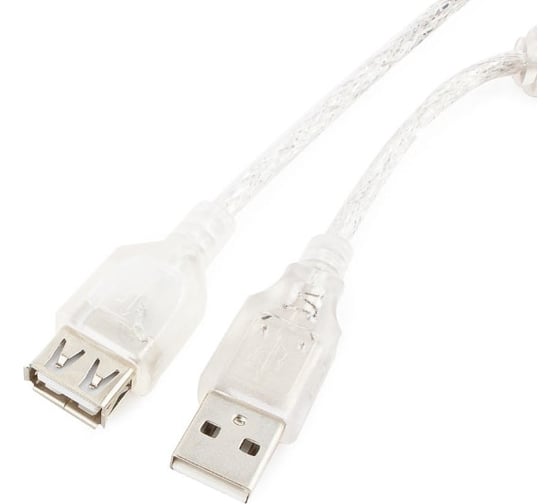 Кабель-удлинитель Cablexpert USB2.0 AM/AF, Pro, 0,75м, экран прозрачный CCF-USB2-AMAF-TR-0.75M