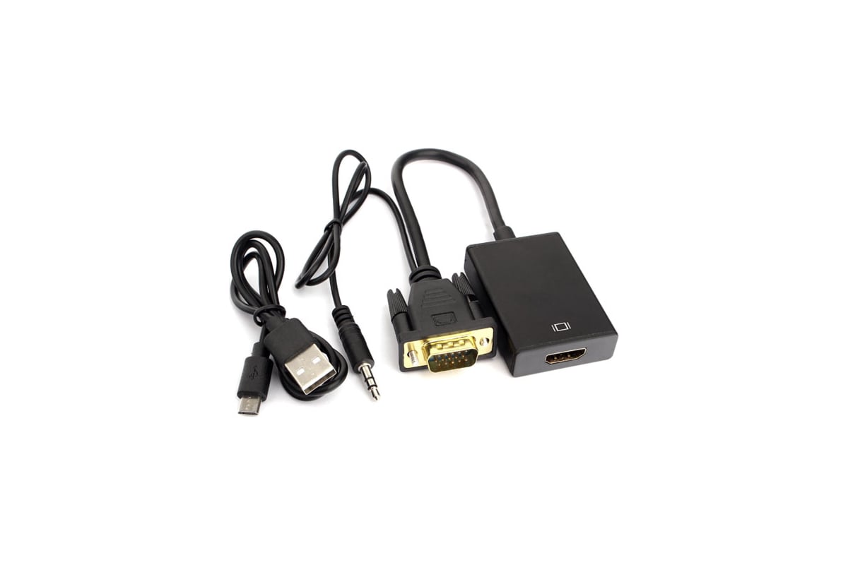 ulæselig skyld Allergi Переходник Cablexpert VGA-HDMI, 15F/9M, длина 15см, аудиовыход Jack 3,5,  питание от USB A-VGA-HDMI-01 - выгодная цена, отзывы, характеристики, фото  - купить в Москве и РФ