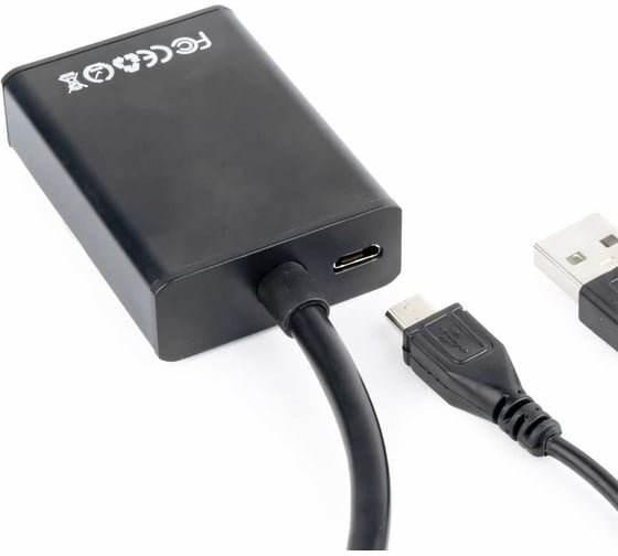 Переходник Cablexpert VGA-HDMI, 15F/9M, длина 15см, аудиовыход Jack 3,5, питание от USB A-VGA-HDMI-01