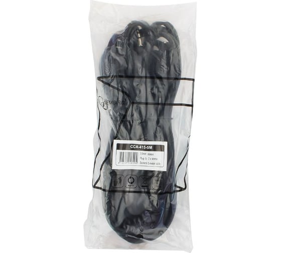 Кабель-разветвитель аудио Cablexpert Jack 3.5(M) 3pin/2xJack 3.5(F), 5м, черный, пакет CCA-415