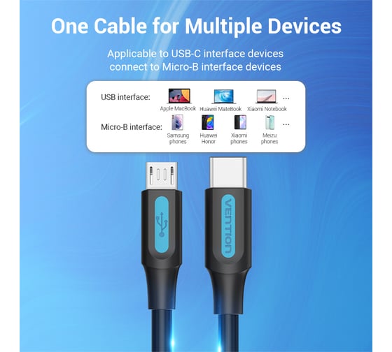 Кабель VENTION USB 2.0 CM/micro-B 5pin - 1.5м. COVBG