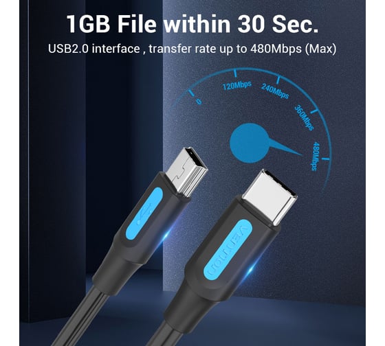 Кабель VENTION USB 2.0 CM/mini-B 5pin - 1.5м. COWBG
