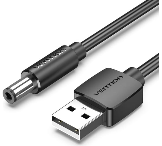Кабель VENTION USB AM/DC-jack 5.5мм M - 1.5м Чёрный CEYBG