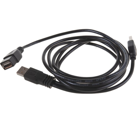 Кабель-удлинитель Cablexpert USB 2.0 Pro, 2xAM/AF, 1.8м, экран, черный, пакет CCP-USB22-AMAF-6