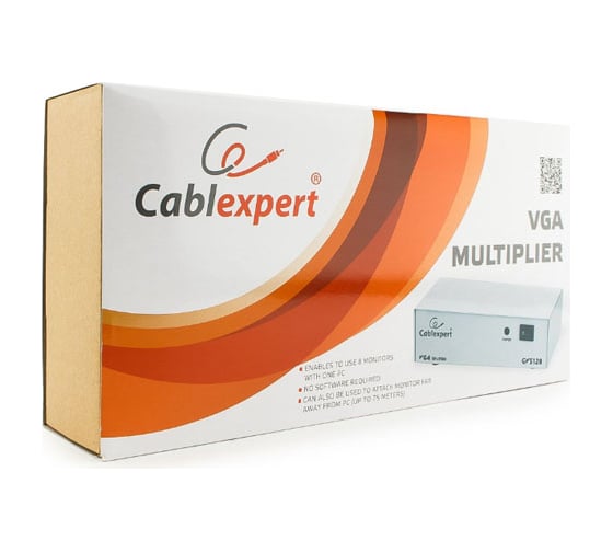 Разветвитель Cablexpert VGA HD, 15F/8x15F, 1 компьютер - 8 мониторов, каскадируемый GVS128