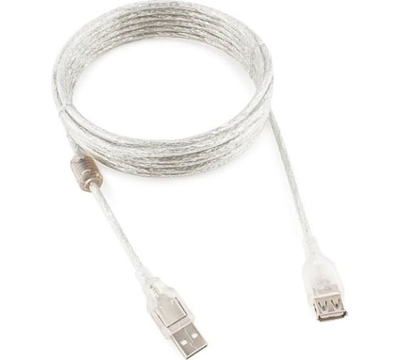 Кабель-удлинитель Cablexpert USB2.0 Pro, AM/AF, 4,5м, экран, прозрачный CCF-USB2-AMAF-TR-15