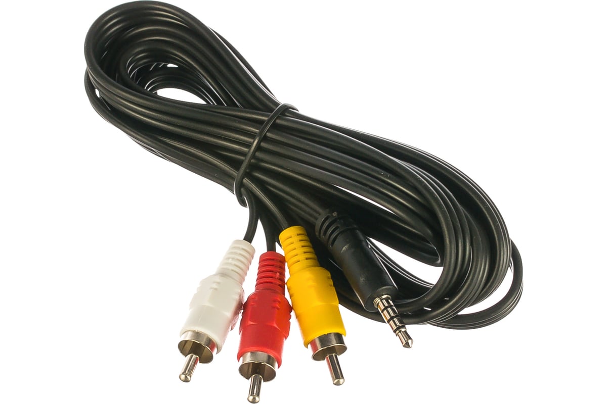 Кабель аудио/видео Cablexpert Jack 3.5(M) 4pin/3xRCA, 2м, черный, пакет  CCA-4P2R-2M