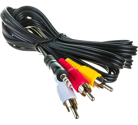 Кабель аудио/видео Cablexpert Jack 3.5(M) 4pin/3xRCA, 2м, черный, пакет CCA-4P2R-2M