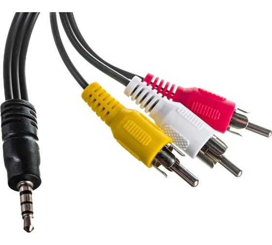 Кабель аудио/видео Cablexpert Jack 3.5(M) 4pin/3xRCA, 2м, черный, пакет CCA-4P2R-2M