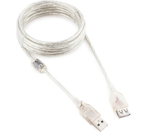 Кабель-удлинитель Cablexpert USB2.0 Pro, AM/AF, 3м, экран, прозрачный CCF-USB2-AMAF-TR-10 1