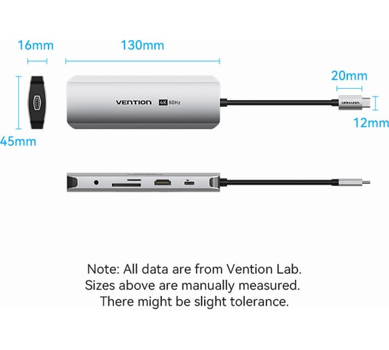 Мультифункциональный хаб VENTION USB Type C 9 в 1 TQMHB