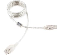 USB2.0 удлинитель Cablexpert Pro, AM/AF, Кабель 2м, экранированный, прозрачный, CCF-USB2-AMAF-TR-2M 16206412