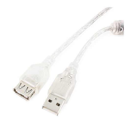 USB2.0 удлинитель Cablexpert Pro, AM/AF, Кабель 2м, экранированный, прозрачный, CCF-USB2-AMAF-TR-2M