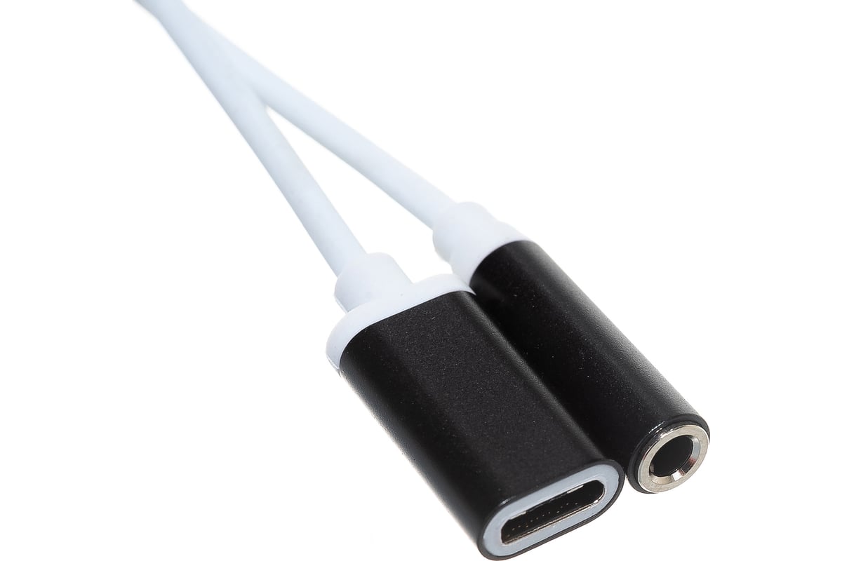 Переходник USB Type-C 3.1 - 3,5 Jack/USB Type-C (зарядка), 0,15 м (шт/гн), черный, ATOM