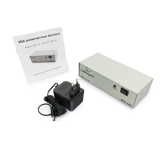 Разветвитель Cablexpert, VGA, 1 компьютер - 2 монитора, каскадируемый, HD15F/2x15F, GVS122
