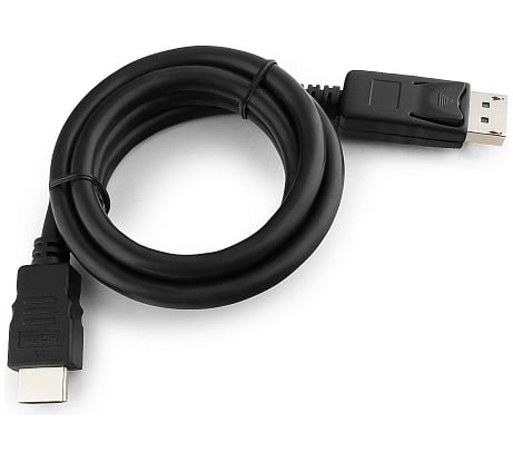 Кабель Cablexpert, DisplayPort-HDMI, 1м, 20M/19M, черный, экранированный, пакет, CC-DP-HDMI-1M