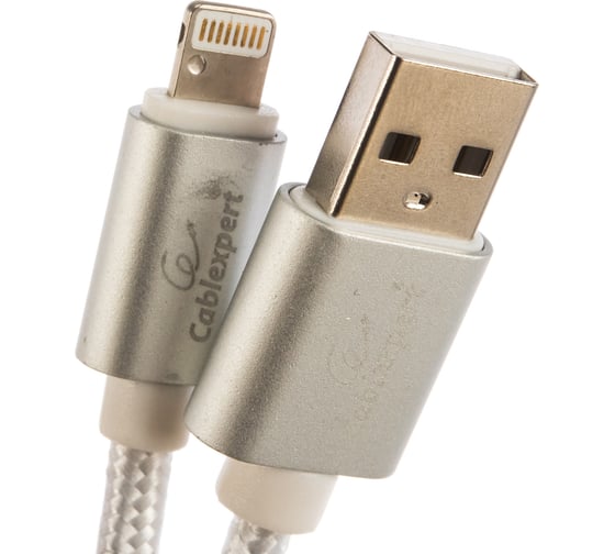 Кабель для Apple Cablexpert, AM/Lightning, длина 1.8м, серебристый, CC-U-APUSB02S-1.8M