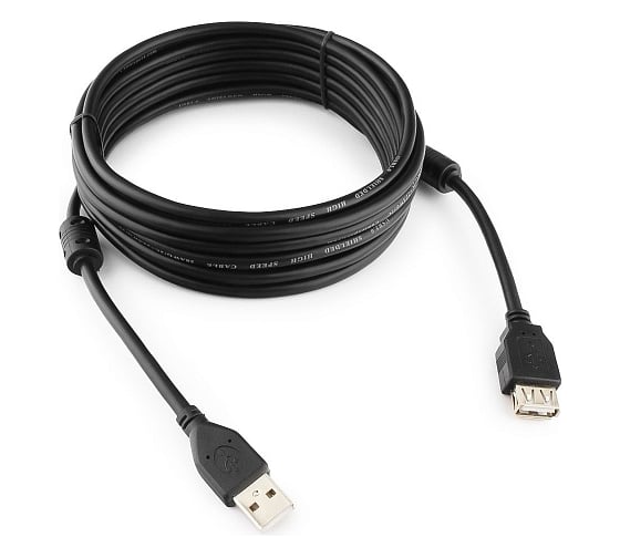 Кабель Cablexpert, удлинитель, USB2.0 Pro, AM/AF 4.5м, экранированный, черный, CCF2-USB2-AMAF-15 1