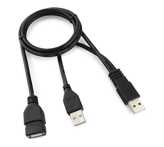 Кабель Cablexpert, удлинитель, USB2.0 Pro, 2xAM/AF, 90cм, экранированный, черный, CCP-USB22-AMAF-3 1