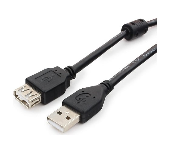 Кабель Cablexpert, удлинитель, USB2.0 Pro, AM/AF, 1.8м, экранированный, черный, CCF2-USB2-AMAF-6
