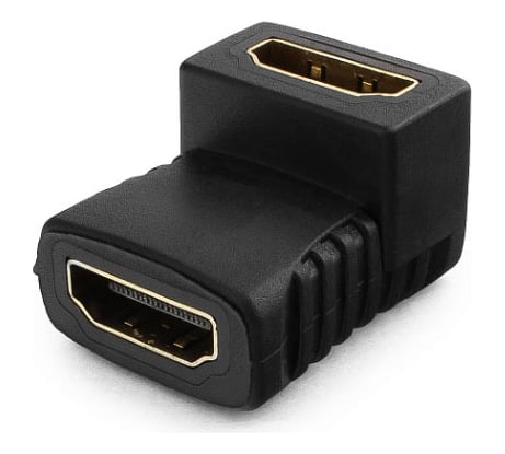 Угловой переходник Cablexpert HDMI-HDMI, 19F/19F, золотые разъемы, пакет/блистер A-HDMI-FFL