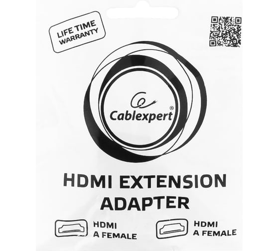 Угловой переходник Cablexpert HDMI-HDMI, 19F/19F, золотые разъемы, пакет/блистер A-HDMI-FFL