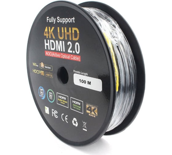 Активный оптический кабель Cablexpert Premium Series, HDMI v2.0, 19M/19M, позол.разъемы, экран AOC CCBP-HDMI-AOC-100M