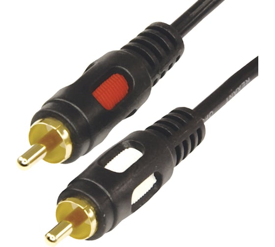 Аудио-видео шнур REXANT 2RCA-2 RCA, 10 м, черный 17-0148