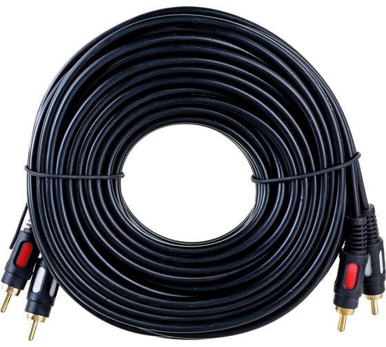 Аудио-видео шнур REXANT 2RCA-2 RCA, 10 м, черный 17-0148