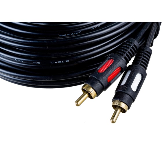 Аудио-видео шнур REXANT 2RCA-2 RCA, 10 м, черный 17-0148